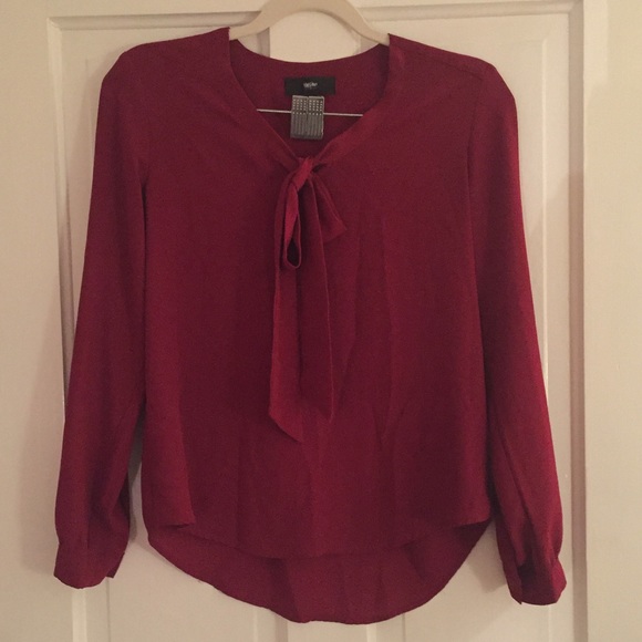 Mossimo Supply Co. Tops - Mossimo Red Long Sleeve Blouse with Tie Neck Mossimo Supply Co. Tops - Mossimo Red Long Sleeve Blouse with Tie Neck